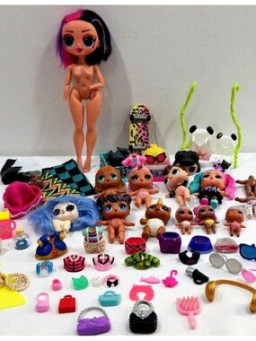 LOL Surprise Dolls & Accessories Lot of 50+ pieces Outfits Shoes Bags skateboard